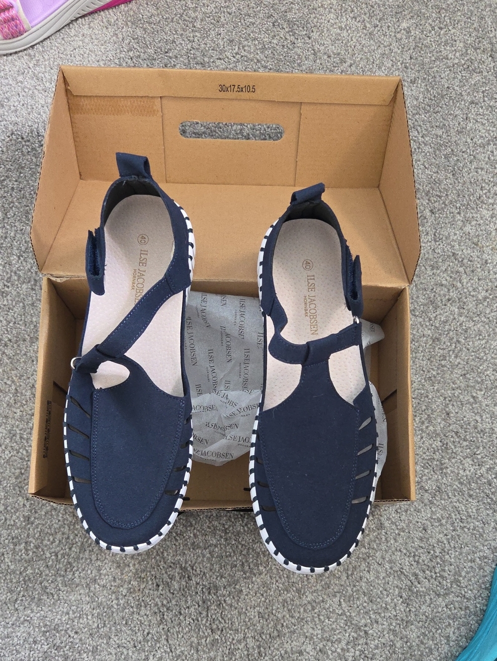 Ilse Jacobsen Navy Blue Slip-On Moccasin Flats